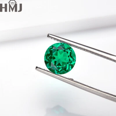 Lab Grown Columbia Emerald Hand Cutting Loose Gemstones Round Cut with AGL - Image 1 of 4