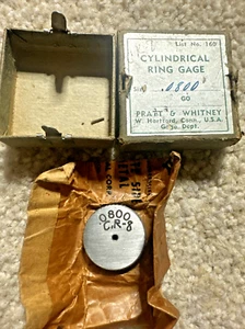Pratt Whitney .0800” Go Cylindrical Ring Gage Bore Setting No.160 Machinist Tool - Picture 1 of 4