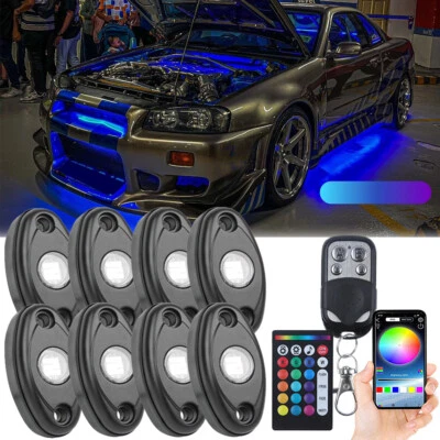 8x Luz de roca LED azul luz de pozo de rueda de pie inferior para Nissan GT-R 2009-2018 Foto 1 de 4