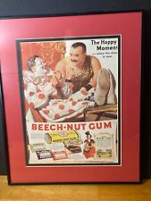 Framed 1937 Beech Nut Gum Circus Clown  Strong Man Vtg Print Ad