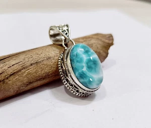 Larimar Handmade Designer pendant 925 Sterling Silver Women Jewelry Gift - Picture 1 of 6