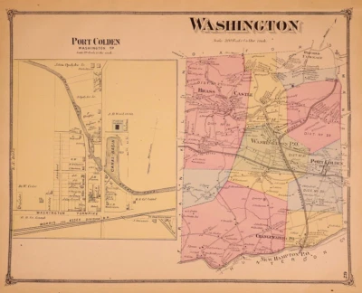 Mapa Plat 1874 ~ WASHINGTON Twp., WARREN Co., NUEVA CAMISETA / PUERTO COLDEN (13x16) #14 Foto 1 de 2