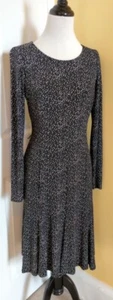 JONES NEW YORK schwarz/weiß gepunktetes Langarm Stretch Jersey Kleid (4) - Bild 1 von 7