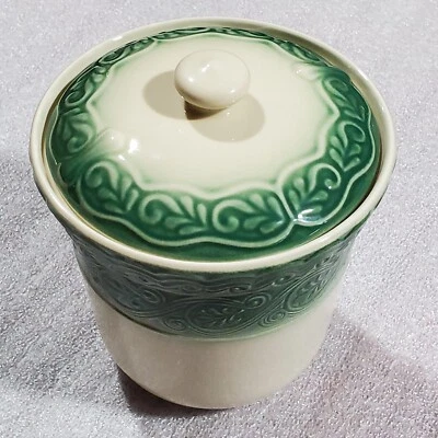 Tarro de galletas verde Longaberger American Craft Originals con tapa Foto 1 de 4