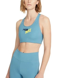 Nike Logo Racerback Mid-Impact Sports Bra, Cerulean Blue, NWT - Picture 1 of 4