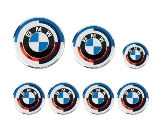 Insignias de tapacubos emblema llanta emblema rueda 7 piezas B-M-W 50 aniversario 82 mm 74 mm 68 mm 45 mm Foto 1 de 1
