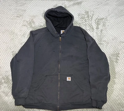 Moletom Carhartt preto com capuz térmico masculino GG com zíper roupa de trabalho ao ar livre - Imagem 1 de 4