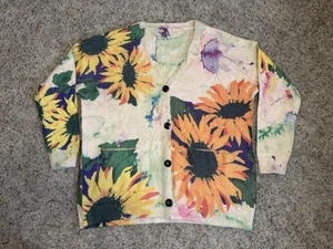 Damen Wollmischung Strickjacke Sonnenblumenmuster weich Cottagecore Western Farm XL/2XL - Bild 1 von 7