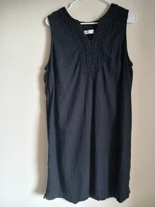 Croft & Barrow Linen Blend Midi Dress Black Sleeveless Large - Picture 1 of 12