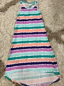 Girl's Size S 6-6x CIRCO Maxi Dress Hi-Lo Sleeveless Striped Keyhole Racerback - Picture 1 of 2