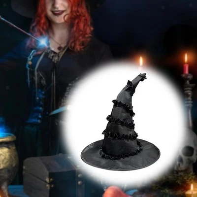 Cappello da strega di Halloween in raso per foto da donna per festival, - Immagine 1 di 4