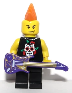 LEGO Punk Rock Rocker Sänger Minifigur Mohican Mohawk & Gitarre Musikband - Bild 1 von 3