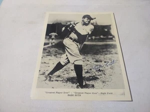 OLDER BABE RUTH 8" BY 10" B&W PHOTO GREATEST PLAYER EVER FACSIMILE SIGNATURE NY - Picture 1 of 4