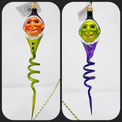 Christopher Radko Halloween Clown Snake Glass Ornaments, Set/2, 89-060-8, 1998 - Image 1 of 4