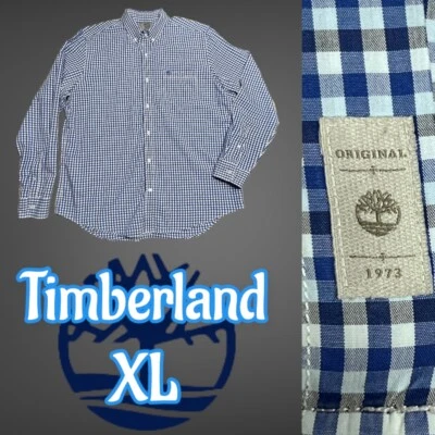 Camisa de vestir Timberland azul a cuadros manga larga para hombre talla XL  Foto 1 de 4