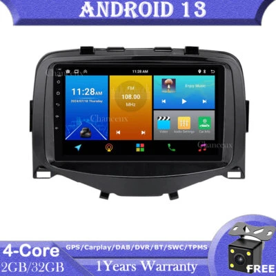 9"Android 13 Autoradio GPS SAT Nav BT DAB For Toyota Aygo Citroen C1 Peugeot 108 - Bild 1 von 4