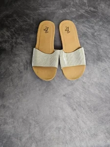 Blaue Damen-Sandalen silberfarbener Korkabsatz Größe 6 - Bild 1 von 9