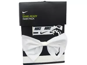 Nike Game Ready Damen Weiß Schwarz Haar Pack (Schleife und Bänder) Neu - Bild 1 von 3