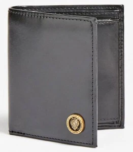 Guess Smkngglea22 King Leon Oro Logo Hombres Cuero Monedas Bolsillo en Negro - Imagen 1 de 6