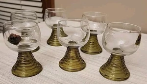 Vtg 6 Kisslinger Ratten Berg Kristallglass Etched Deer/rabbit/tree Green Coil - Picture 1 of 9