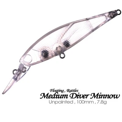 20PCS 10CM 7.8G Medium Diver Bill Minnow DIY Unpainted Bait Blank Fishing Lure - Image 1 of 4