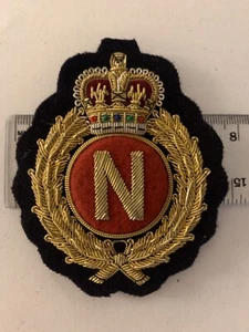 Queens Crown N Initial Letter Bullion Wire Embroidered Badge - Picture 1 of 1
