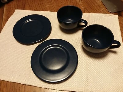 WÄCHTERSBACH *Fun factory* abstrakt  blau matt 2x Tasse + 2x Untertasse - Bild 1 von 4