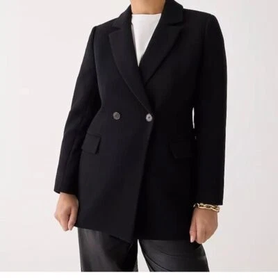 J. Crew Black Italian Double Cloth Wool Blend Event Blazer Jacket Sz 4 Lined - Image 1 of 4