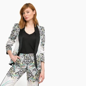 Blazer para mujer Roberto Cavalli S pequeño tropical palmeras estampado animal falabella - Imagen 1 de 5