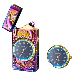 Watch Lighter, Electric Dual Arc Plasma Lighter with Clock, Flashlight and US... - Picture 1 of 12