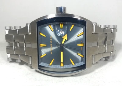 Android (Aragon) AD568 Stainless Steel Quartz Silver Orange Millipede Watch RARE - Image 1 of 4