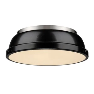 Golden Lighting 3602-14 Duncan 14"W Flush Mount Ceiling Fixture - Black - Picture 1 of 12
