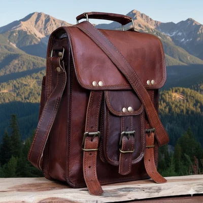 Bandolera de hombro Pro Max de cuero para mensajero de 15"" marrón Foto 1 de 4