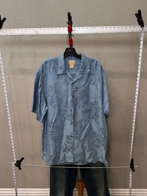 Jos A Bank Azul Floral Mezcla de Poli MANGA CORTA ABOTONADA CAMISA XL Extra Grande  Foto 1 de 4