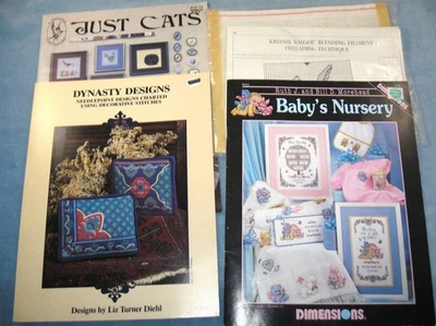 Pattern Chart-Cross Stitch CATS, Cross Stitch BABY, Needle Point Pillow-Vtg. - Image 1 of 4