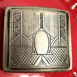Vtg Belt Buckle Silverplate Art Deco Giant Grip No Monogram 1” Opening Ex Cond - Picture 1 of 7