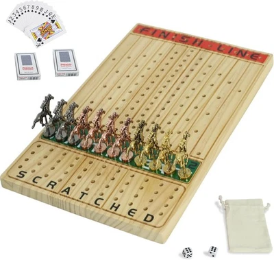 Horse Race Board Game Racing Game Thickened Solid Wood with 11 Luxurious Durable - image 1 of 4