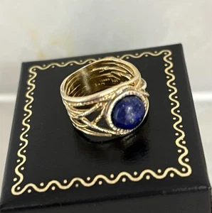 Lapis Textur Ring durchbrochen 18kt Gold über Sterlingsilber Ross Simons Gr. 5,5 5G - Bild 1 von 15