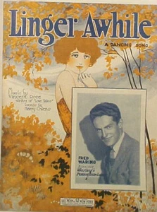 Vintage 1923 LINGER AWHILE Sheet Music GREAT ART DECO COVER 4 FRAMING - Picture 1 of 1