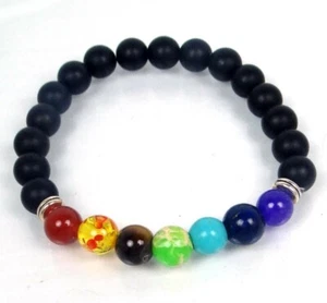 Unisex 7 Chakra Healing Beads Natural Lava Essential Oil diffuser Yoga Bracelet - Bild 1 von 5