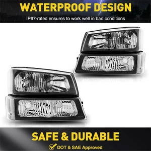 Black Headlamps For 2003-06 Chevy Silverado Avalanche Pair Headlights Assembly - Bild 1 von 12