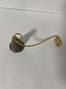 Enamel Cloisonné Candle Snuffer, Hearts Coiled Gold Tone Handle - Picture 1 of 4