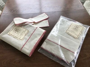 Country Curtains Rod Pocket Tie Back 72x47 CreamW/Pink Piping 2Pair NIP - Picture 1 of 3