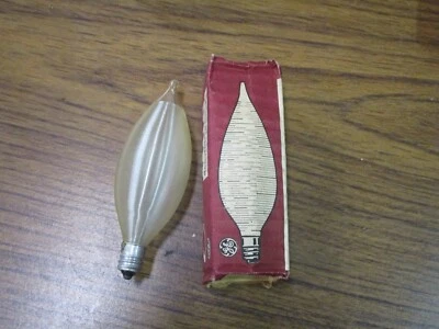 Vintage NOS GE Spun Glass Clear 40 Watt E12 Candelabra Base Flame Light Bulb - Image 1 of 3