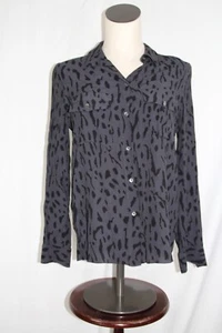 RAILS Rhett Ash Women's Cheetah Button Up Blouse Size S Rayon/Viscose Black/Gray - Picture 1 of 8