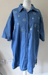 Women's Denim Shirt Size 14 Rhinestone stars - Picture 1 of 4