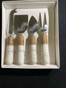 Zodax / Heritage Mango Wood and Marble 4 Piece Cheese Tool Set - Picture 1 of 1