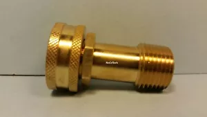 Solid Brass Garden Hose Swivel Fitting 3/4" Inch Female GHT X 1/2" Inch Male NPT - Picture 1 of 6