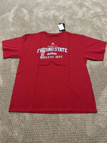 NEW w Tags Fresno State Bulldogs Shirt Mens Sz L Red Shorts Sleeve Adidas Adults Cover