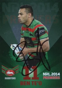Signed 2014 South Sydney Rabbitohs NRL Premiers Limited Edition Card - Ben Te'o - Picture 1 of 3